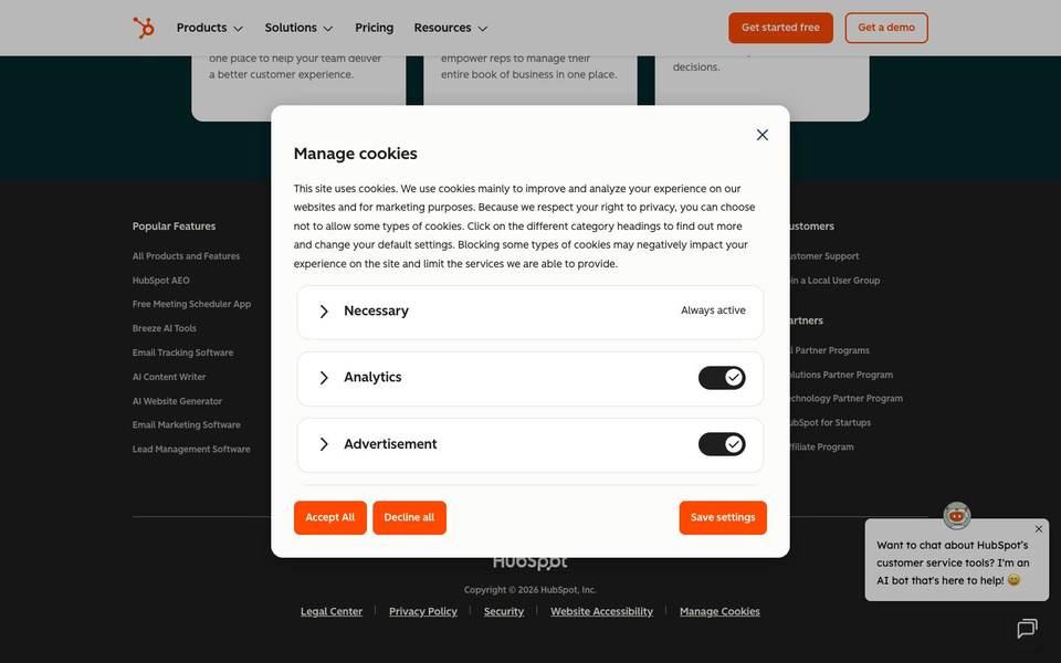 HubSpot help desk screenshot